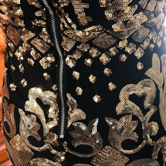 Cefian Black Gold Sequin Dress NWOT - Picture 7 of 9